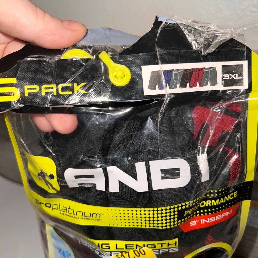 Opened but unused, (6) AND 1 Size 3XL 9 inch seam BOXER BRIEFS